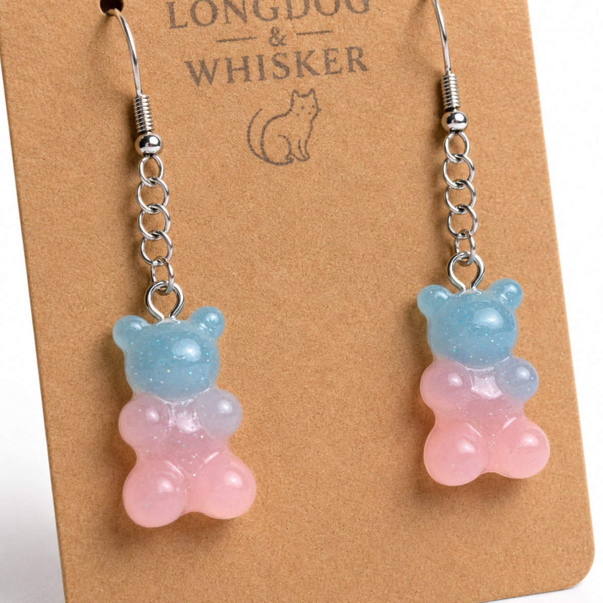 Close-up detail of Gummy Bear Earrings - Cotton Candy