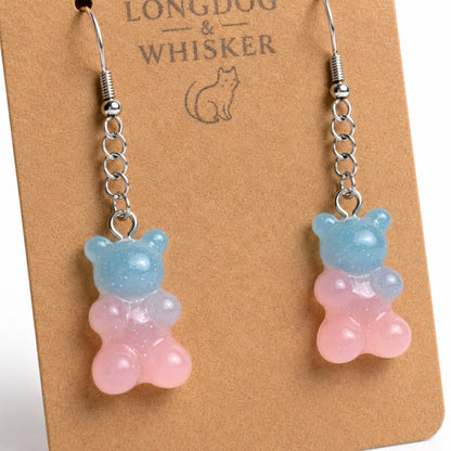 Close-up detail of Gummy Bear Earrings - Cotton Candy