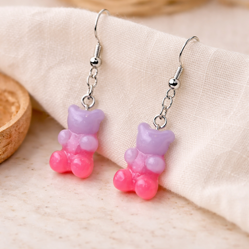 Gummy Bear Earrings - Lilac/Pink