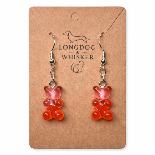 Gummy Bear Earrings - Red/Pink