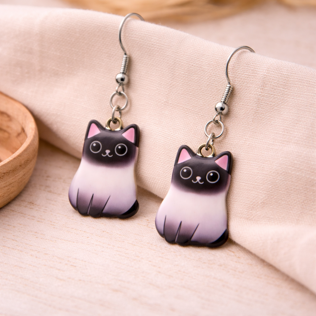 Chonky Cat Earrings - Siamese