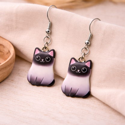 Chonky Cat Earrings - Siamese