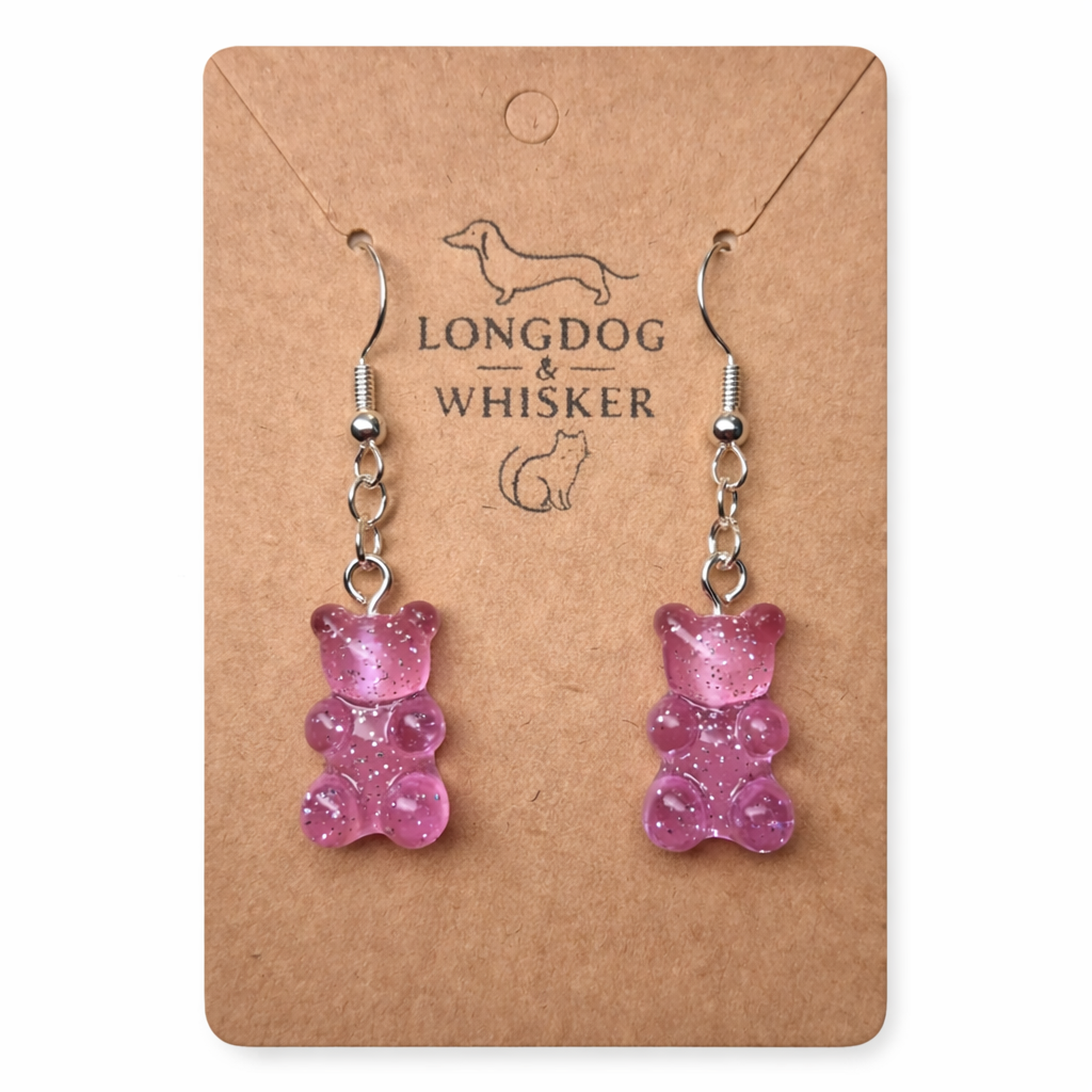 Gummy Bear Earrings - Lilac Glitter