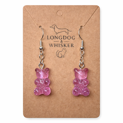 Gummy Bear Earrings - Lilac Glitter