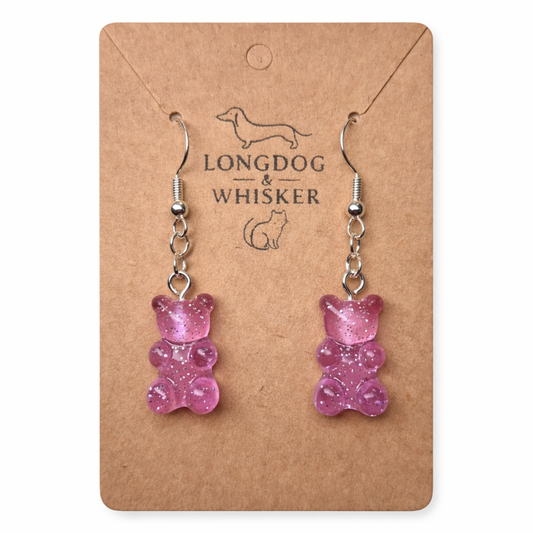 Gummy Bear Earrings - Lilac Glitter