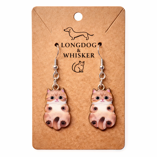 Belly Rub Cat Earrings - Tabby