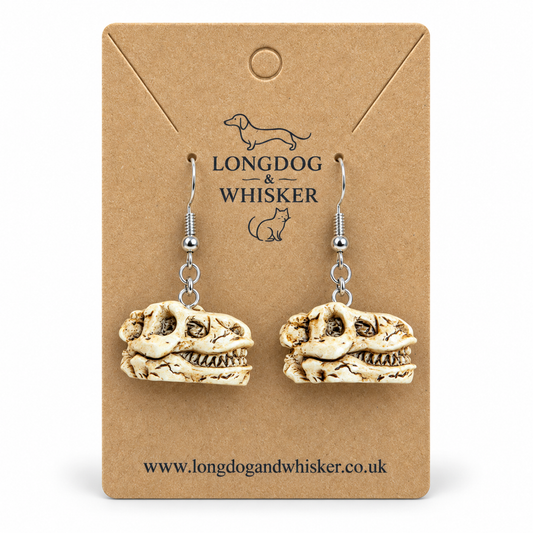 Dinosaur Skull Earrings on Longdog & Whisker product card