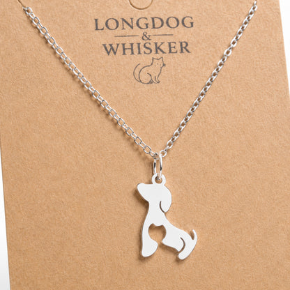 Close-up detail of Cat At Heart Dog Necklace - Silver