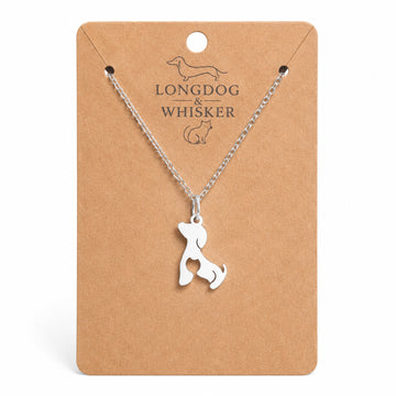 Cat At Heart Dog Necklace - Silver