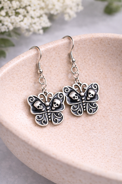 Skull Butterfly Earrings