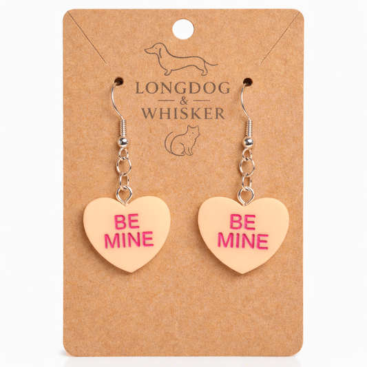 Be Mine Heart Earrings - Orange