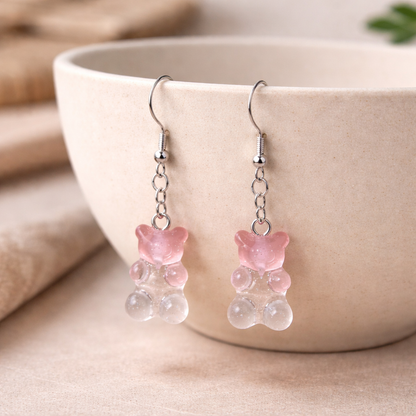 Gummy Bear Earrings - Pink Clear
