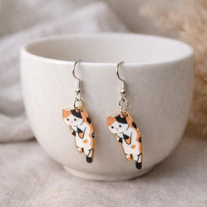 Scruffles Cat Earrings - Calico