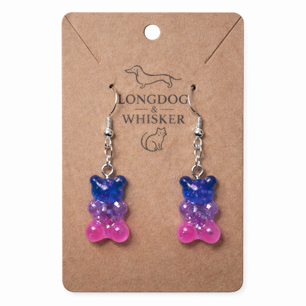 Gummy Bear Earrings - Dark Blue / Pink