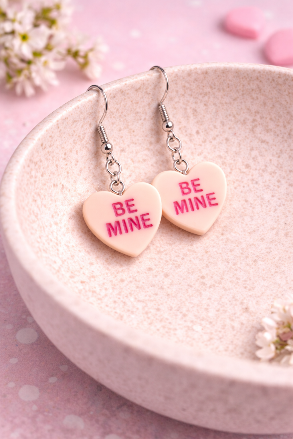 Be Mine Heart Earrings - Peach