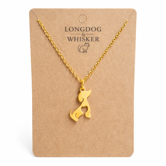 Cat At Heart Dog Necklace - Gold