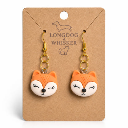 Fox Face Earrings - Gold Hook by Longdog & Whisker