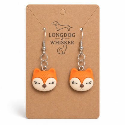 Fox Face Earrings - Silver Hook by Longdog & Whisker