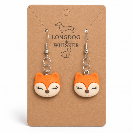 Fox Face Earrings - Silver Hook by Longdog & Whisker