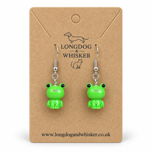 Green Frog Earrings