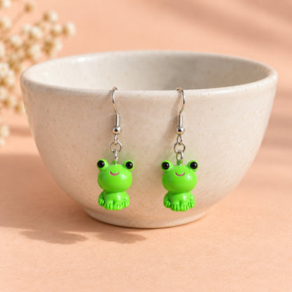 Green Frog Earrings