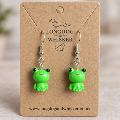 Green Frog Earrings