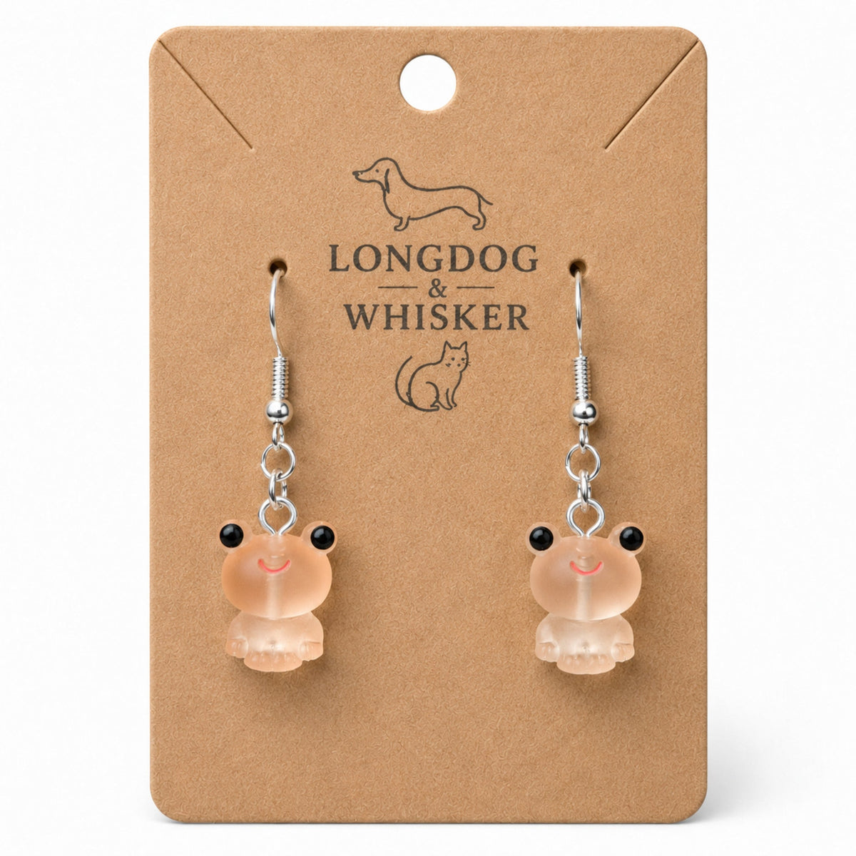 Frosted Frog in Apricot Earrings on Longdog & Whisker product card
