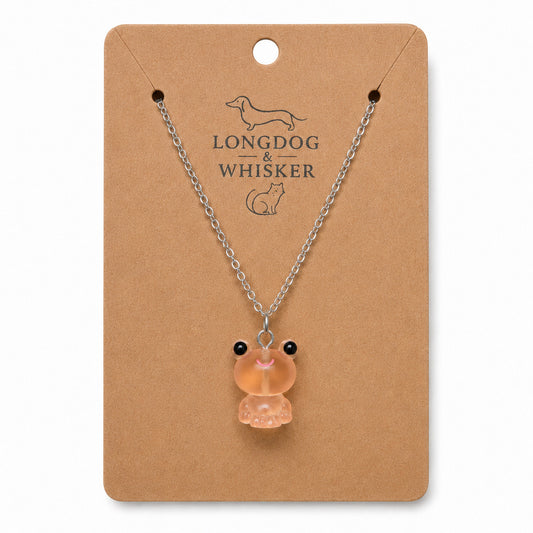 Frosted Frog in Apricot Necklace on Longdog & Whisker product card