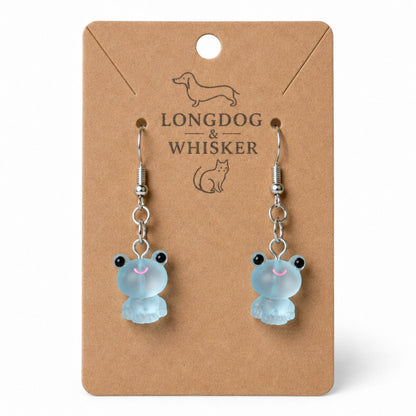 Frosted Frog in Aqua Earrings on Longdog & Whisker product card