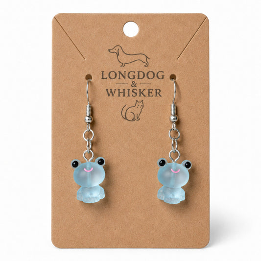 Frosted Frog in Aqua Earrings on Longdog & Whisker product card