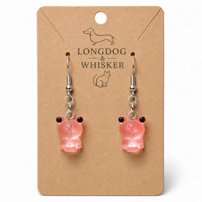 Frosted Frog in Coral Earrings on Longdog & Whisker product card