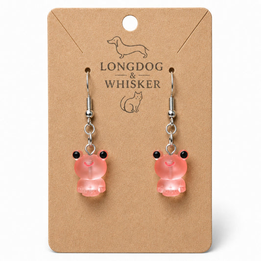 Frosted Frog in Coral Earrings on Longdog & Whisker product card