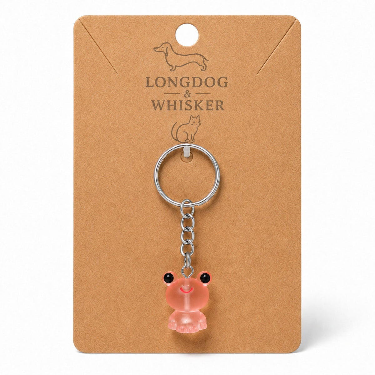 Frosted Frog in Coral Keyring & Bag Charm on Longdog & Whisker product card