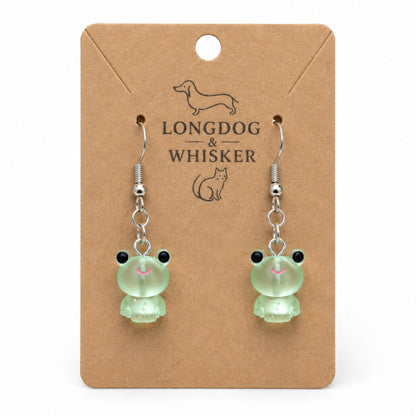 Frosted Frog in Green Earrings on Longdog & Whisker product card
