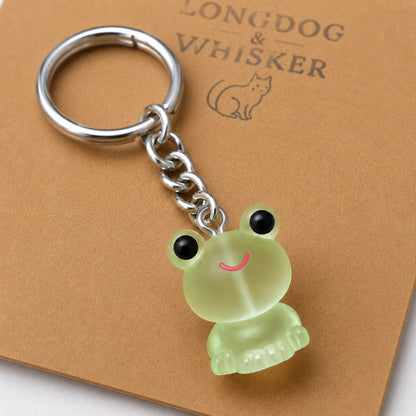 Close-up detail of the Frosted Frog in Green Keyring & Bag Charm