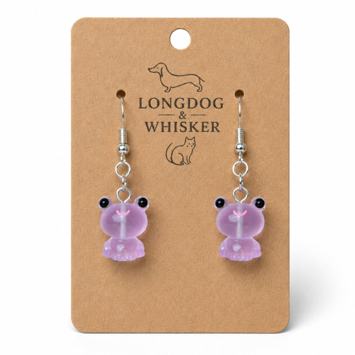 Frosted Frog in Lilac Earrings on Longdog & Whisker product card