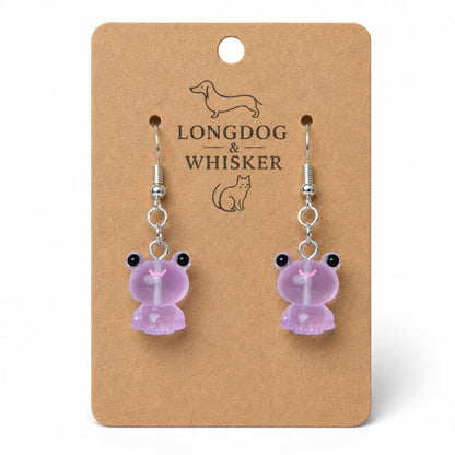 Frosted Frog in Lilac Earrings on Longdog & Whisker product card