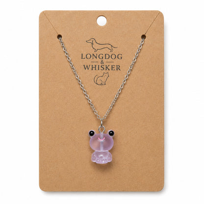 Frosted Frog in Lilac Necklace on Longdog & Whisker product card