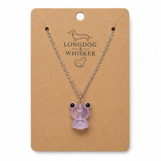 Frosted Frog in Lilac Necklace on Longdog & Whisker product card