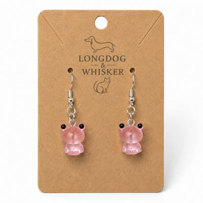 Frosted Frog in Pink Earrings on Longdog & Whisker product card