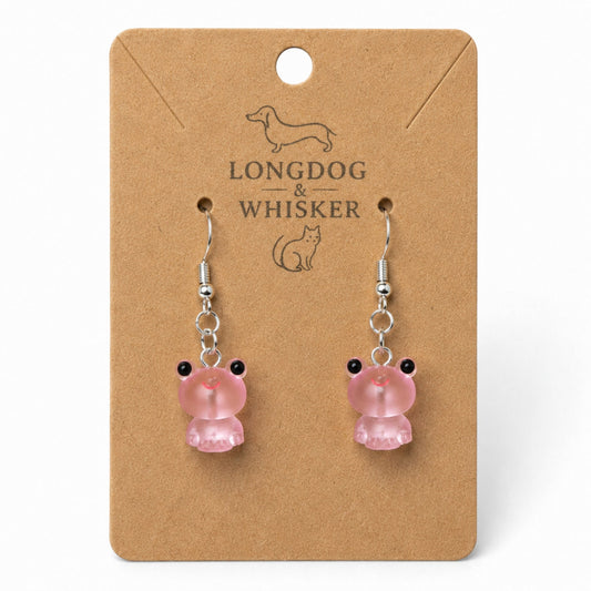 Frosted Frog in Pink Earrings on Longdog & Whisker product card