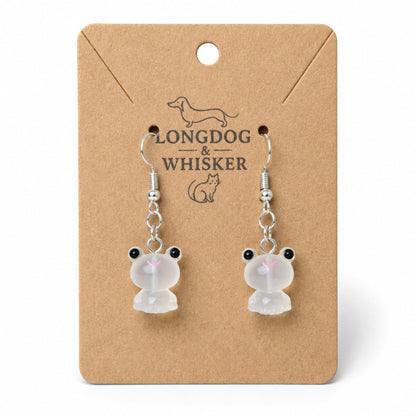 Frosted Frog in White Earrings on Longdog & Whisker product card