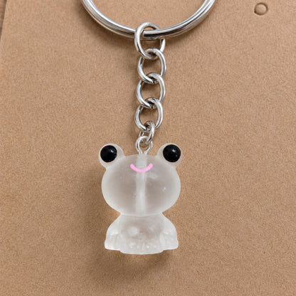 Close-up detail of the Frosted Frog in White Keyring & Bag Charm