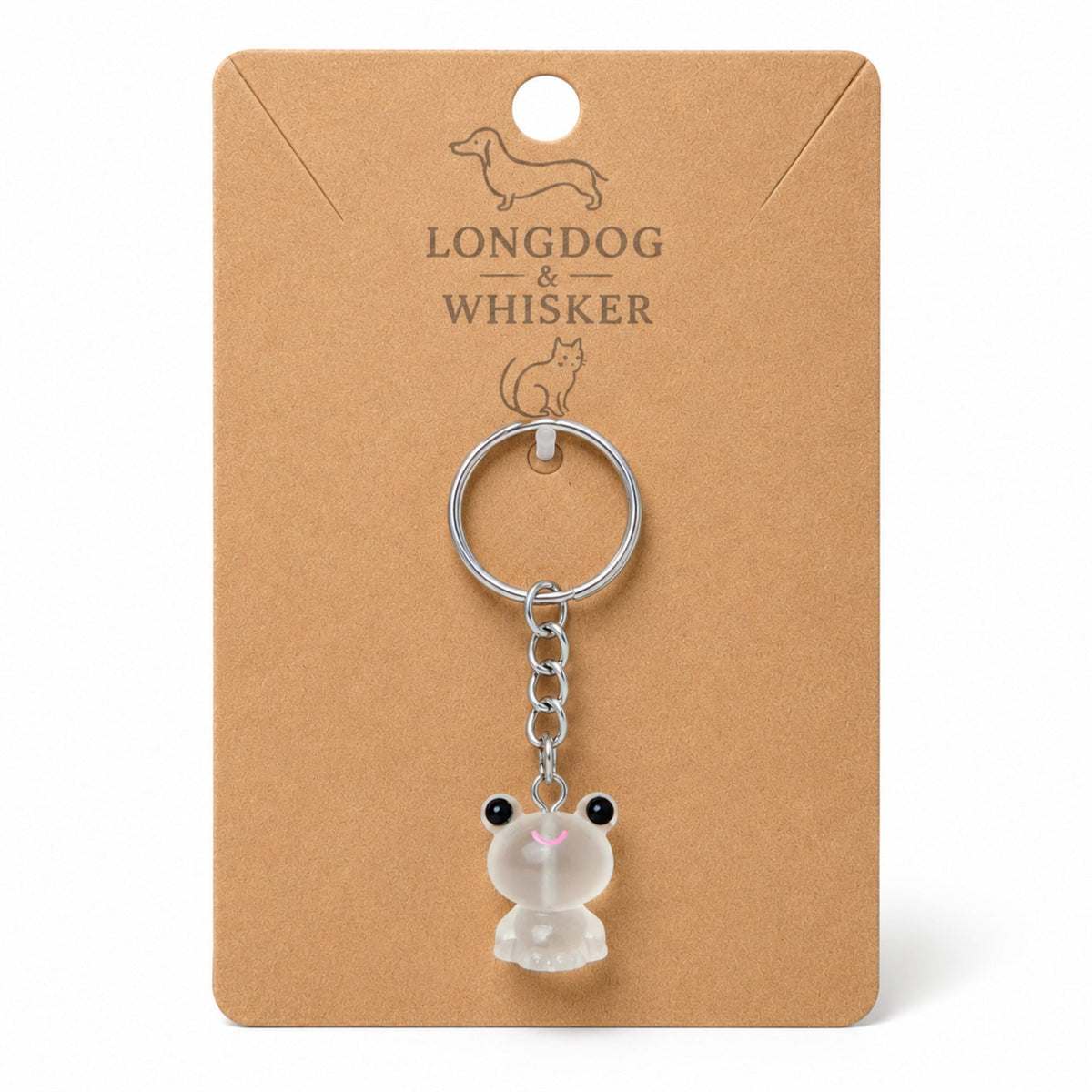 Frosted Frog in White Keyring & Bag Charm on Longdog & Whisker product card