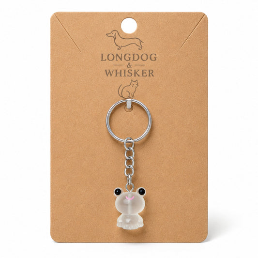 Frosted Frog in White Keyring & Bag Charm on Longdog & Whisker product card