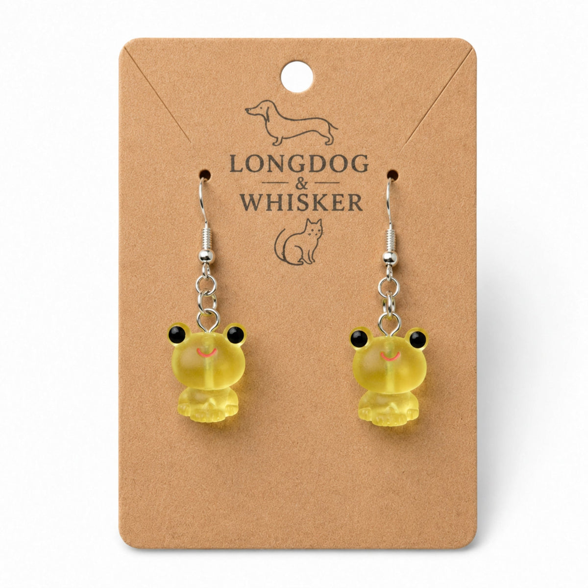 Frosted Frog in Yellow Earrings on Longdog & Whisker product card