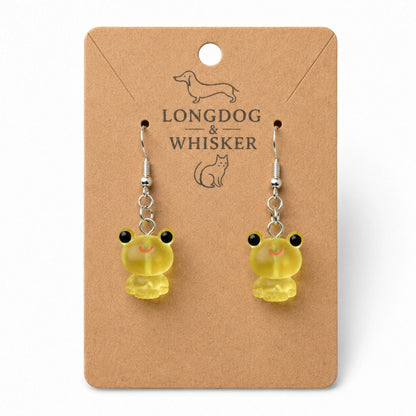 Frosted Frog in Yellow Earrings on Longdog & Whisker product card