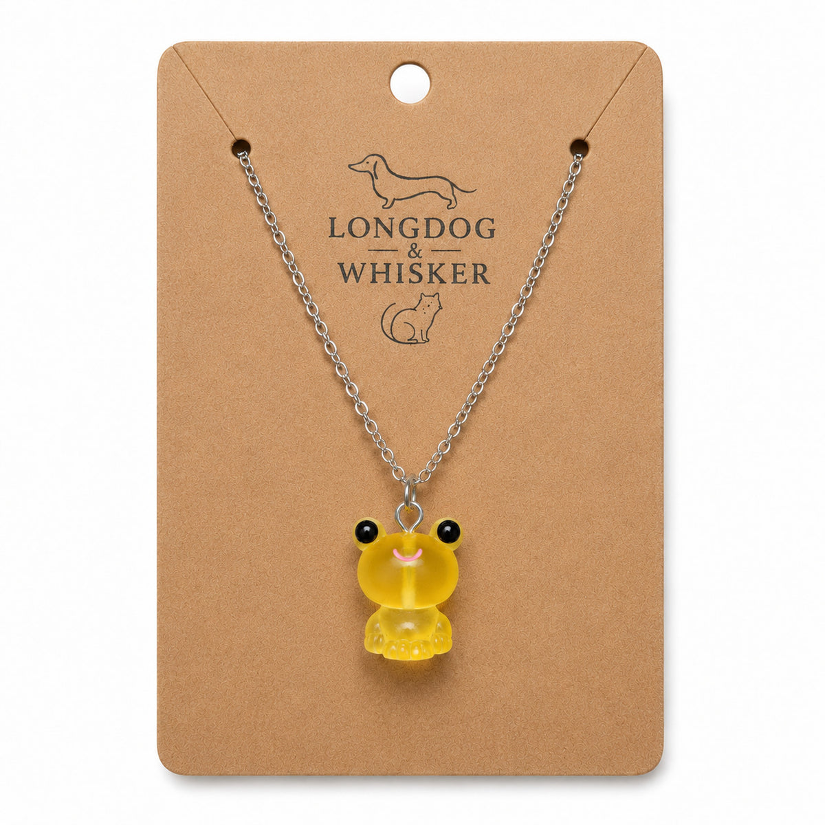 Frosted Frog in Yellow Necklace on Longdog & Whisker product card