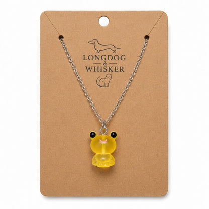 Frosted Frog in Yellow Necklace on Longdog & Whisker product card