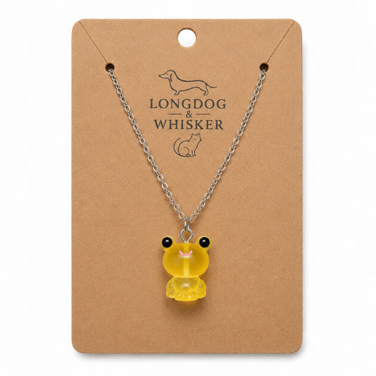 Frosted Frog in Yellow Necklace on Longdog & Whisker product card